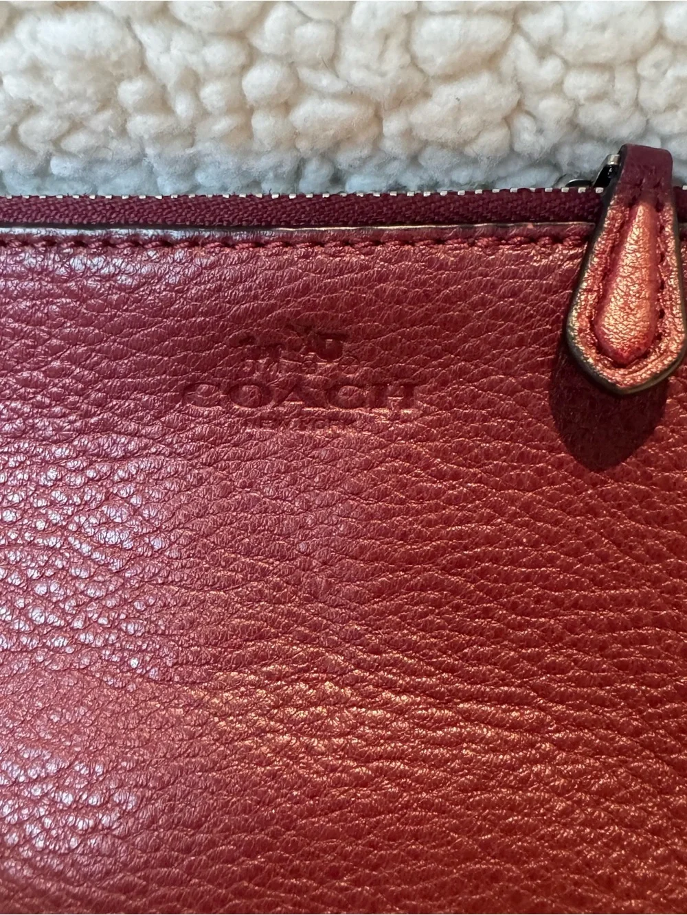 Coach Leather Wristlet Clutch in Deep Burgundy